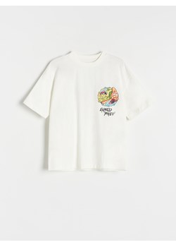 Reserved - T-shirt oversize SpongeBob - złamana biel ze sklepu Reserved w kategorii T-shirty chłopięce - zdjęcie 184599016
