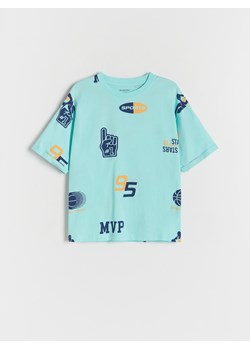 Reserved - T-shirt oversize z nadrukiem - niebieski ze sklepu Reserved w kategorii T-shirty chłopięce - zdjęcie 184599058