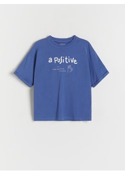 Reserved - T-shirt oversize z nadrukiem - granatowy ze sklepu Reserved w kategorii T-shirty chłopięce - zdjęcie 184599095