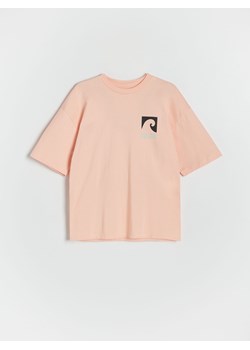 Reserved - T-shirt oversize z nadrukiem - brzoskwiniowy ze sklepu Reserved w kategorii T-shirty chłopięce - zdjęcie 184599157