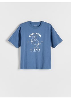 Reserved - T-shirt oversize z nadrukiem - niebieski ze sklepu Reserved w kategorii T-shirty chłopięce - zdjęcie 184599336