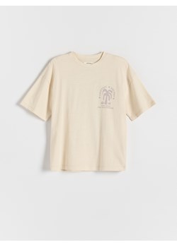 Reserved - T-shirt z lnem - złamana biel ze sklepu Reserved w kategorii T-shirty chłopięce - zdjęcie 184599346