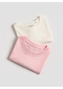 Reserved - T-shirt z nadrukiem 2 pack - wielobarwny ze sklepu Reserved w kategorii Bluzki dziewczęce - zdjęcie 184600958