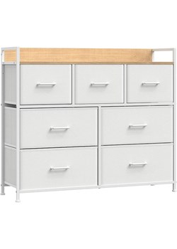Songmics Komoda w kolorze biało-jasnobrązowym - 98 x 85 x 28,5 cm ze sklepu Limango Polska w kategorii Komody - zdjęcie 184601435