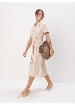 Mohito - Koszulowa sukienka midi - beżowy ze sklepu Mohito w kategorii Sukienki - zdjęcie 184602208