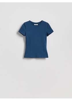 Reserved - Bawełniany t-shirt slim fit - granatowy ze sklepu Reserved w kategorii Bluzki damskie - zdjęcie 184602379
