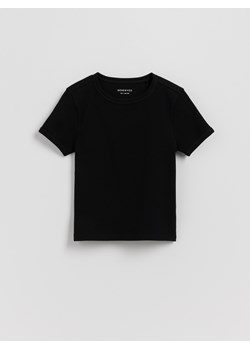 Reserved - Bawełniany t-shirt - czarny ze sklepu Reserved w kategorii Bluzki dziewczęce - zdjęcie 184603217