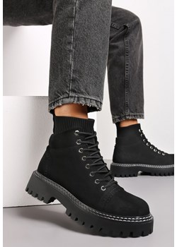 Czarne Botki Traperki z Imitacji Zamszu z Elastyczną Cholewką Segen ze sklepu born2be.pl w kategorii Workery damskie - zdjęcie 184606537