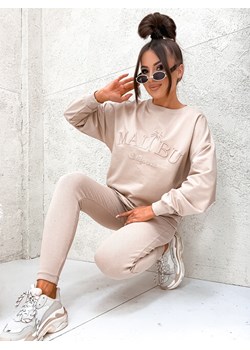 KOMPLET BAWEŁNIANY BLUZA + LEGINSY- BEŻOWY ze sklepu olika.com.pl w kategorii Dresy damskie - zdjęcie 184610169