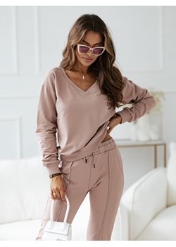 KOMPLET DRESOWY SPODNIE + BLUZA W SZPIC- CAPPUCCINO ze sklepu olika.com.pl w kategorii Dresy damskie - zdjęcie 184610179