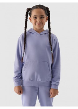 Dziewczęca bluza dresowa nierozpinana z kapturem 4F 4FJWMM00TSWSF1316 - niebieska ze sklepu Sportstylestory.com w kategorii Bluzy dziewczęce - zdjęcie 184610539