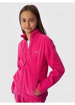 Dziewczęcy polar rozpinany bez kaptura 4F 4FJWMM00TFLEF261 - różowy ze sklepu Sportstylestory.com w kategorii Bluzy dziewczęce - zdjęcie 184610558