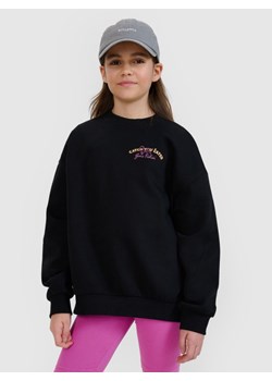 Dziewczęca bluza dresowa bez kaptura 4F 4FJRSS25TSWSF2286 - czarna ze sklepu Sportstylestory.com w kategorii Bluzy dziewczęce - zdjęcie 184611027