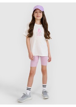 Dziewczęce legginsy kolarki 4F 4FJRSS25TSTIF019 - fioletowe ze sklepu Sportstylestory.com w kategorii Spodenki dziewczęce - zdjęcie 184611035