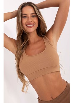 Top damski typu bokserka HG-TP-5445.47, Kolor karmelowy, Rozmiar S, Rue Paris ze sklepu Intymna w kategorii Bluzki damskie - zdjęcie 184614317