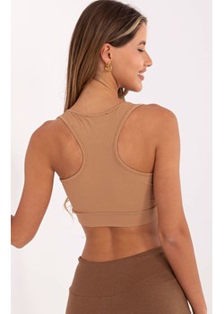 Top damski typu bokserka HG-TP-5445.47, Kolor karmelowy, Rozmiar S, Rue Paris ze sklepu Intymna w kategorii Bluzki damskie - zdjęcie 184614318