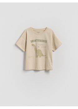 Reserved - Bawełniany t-shirt - kremowy ze sklepu Reserved w kategorii T-shirty chłopięce - zdjęcie 184615979