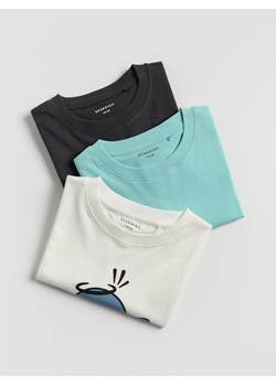 Reserved - Bawełniany t-shirt 3 pack - ciemnoszary ze sklepu Reserved w kategorii T-shirty chłopięce - zdjęcie 184616068