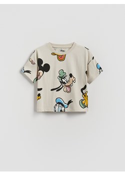 Reserved - Bawełniany t-shirt Mickey Mouse - jasnoszary ze sklepu Reserved w kategorii T-shirty chłopięce - zdjęcie 184616085