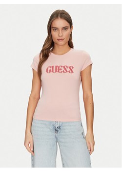 Guess T-Shirt W5GI42 J1314 Różowy Slim Fit ze sklepu MODIVO w kategorii Bluzki damskie - zdjęcie 184617286