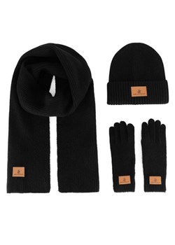 Zestaw czapka, szalik i rękawiczki Beverly Hills Polo Club BHPC-MC-001-AW24 Czarny ze sklepu eobuwie.pl w kategorii Czapki zimowe męskie - zdjęcie 184620296