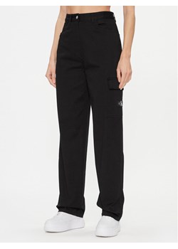Calvin Klein Jeans Spodnie materiałowe Stretch Twill High Rise Straight J20J221297 Czarny Regular Fit ze sklepu MODIVO w kategorii Spodnie damskie - zdjęcie 184623315