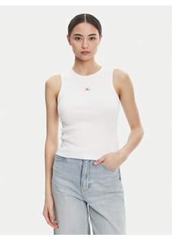 Calvin Klein Jeans Top LV047C201G Biały Slim Fit ze sklepu MODIVO w kategorii Bluzki damskie - zdjęcie 184623328