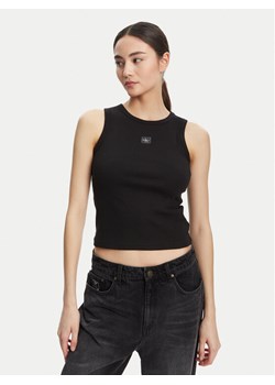 Calvin Klein Jeans Top LV047C201G Czarny Slim Fit ze sklepu MODIVO w kategorii Bluzki damskie - zdjęcie 184623698