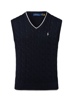 Polo Ralph Lauren Męski sweter z dzianiny Mężczyźni Bawełna granatowy jednolity ze sklepu vangraaf w kategorii Kamizelki męskie - zdjęcie 184627195