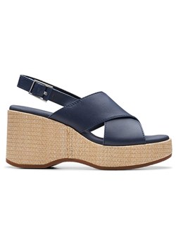Clarks Skórzane sandały &quot;Manon Wish&quot; w kolorze granatowym na obcasie ze sklepu Limango Polska w kategorii Espadryle damskie - zdjęcie 184628926