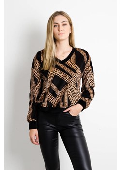 CZARNA WELUROWA BLUZA ZE WZOREM ze sklepu olika.com.pl w kategorii Bluzy damskie - zdjęcie 184630025