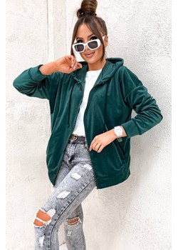 BLUZA ZAPINANA Z OZDOBNYM ZAMKIEM- BUTELKOWA ZIELEŃ ze sklepu olika.com.pl w kategorii Bluzy damskie - zdjęcie 184630077