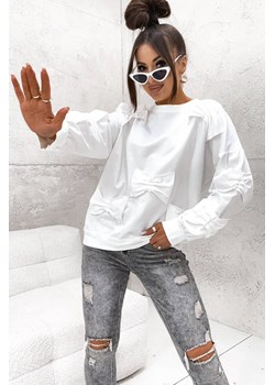 BLUZA Z OZDOBNYMI KOKARDAMI- BIAŁA ze sklepu olika.com.pl w kategorii Bluzy damskie - zdjęcie 184630195