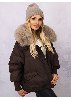 KURTKA OVERSIZE Z FUTERKIEM- CZEKOLADOWA ze sklepu olika.com.pl w kategorii Kurtki damskie - zdjęcie 184630216
