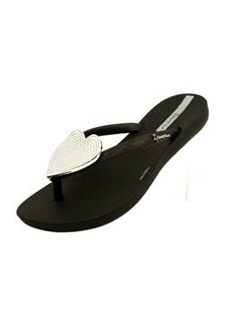 Japonki dziewczęce MAXI FASHION Kids Ipanema 82598 ze srebrnym serduszkiem czarne ze sklepu ButyModne.pl w kategorii Klapki dziecięce - zdjęcie 184632285