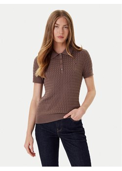 Tommy Hilfiger Sweter Fine WW0WW41474 Brązowy Regular Fit ze sklepu MODIVO w kategorii Swetry damskie - zdjęcie 184632595
