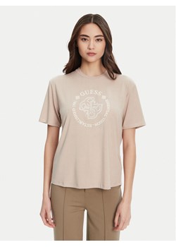 Guess T-Shirt V5YI05 KCOA2 Beżowy Regular Fit ze sklepu MODIVO w kategorii Bluzki damskie - zdjęcie 184632688