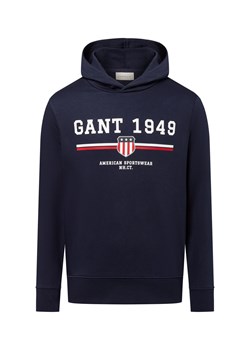Gant Męski sweter z kapturem Mężczyźni granatowy nadruk ze sklepu vangraaf w kategorii Bluzy męskie - zdjęcie 184635707