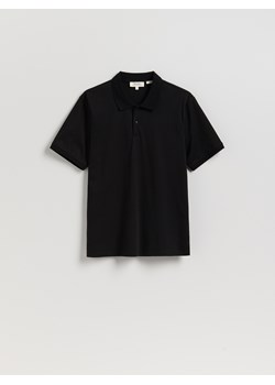 Reserved - Polo z merceryzowanej bawełny - czarny ze sklepu Reserved w kategorii T-shirty męskie - zdjęcie 184635895