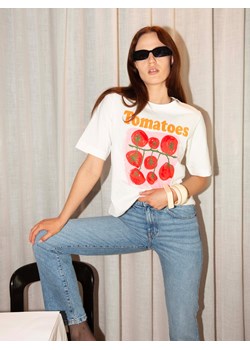 Reserved - T-shirt z nadrukiem - złamana biel ze sklepu Reserved w kategorii Bluzki damskie - zdjęcie 184635987