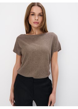 Mohito - Brązowy sweter z wiskozą i metalizowaną nitką - khaki ze sklepu Mohito w kategorii Swetry damskie - zdjęcie 184636429