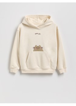 Reserved - Bluza z kapturem Pusheen - beżowy ze sklepu Reserved w kategorii Bluzy dziewczęce - zdjęcie 184636576