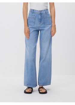 Reserved - Jeansy wide leg z naszywanymi kieszeniami - niebieski ze sklepu Reserved w kategorii Jeansy damskie - zdjęcie 184636677