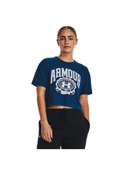 Damski t-shirt z nadrukiem Under Armour UA Collegiate Crest Crop SS - granatowa ze sklepu Sportstylestory.com w kategorii Bluzki damskie - zdjęcie 184638239