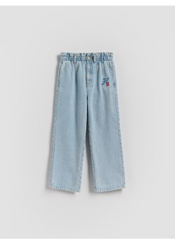 Reserved - Jeansy baggy fit z prostą nogawk - niebieski ze sklepu Reserved w kategorii Spodnie dziewczęce - zdjęcie 184639235