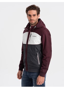 Kurtka męska sportowa - bordowa V18 C447 ze sklepu ombre w kategorii Kurtki męskie - zdjęcie 184642345