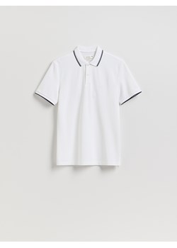 Reserved - Koszulka polo z merceryzowaną bawełną - biały ze sklepu Reserved w kategorii T-shirty męskie - zdjęcie 184645968