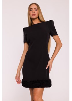 Elegancka sukienka mini z marszczonym tiulem - czarna ze sklepu Cudmoda w kategorii Sukienki - zdjęcie 184646645