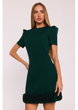 Elegancka sukienka mini z marszczonym tiulem - butelkowa zieleń ze sklepu Cudmoda w kategorii Sukienki - zdjęcie 184646647