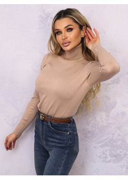 JASNO-BRĄZOWY GŁADKI GOLF Z WISKOZY ze sklepu olika.com.pl w kategorii Swetry damskie - zdjęcie 184646928